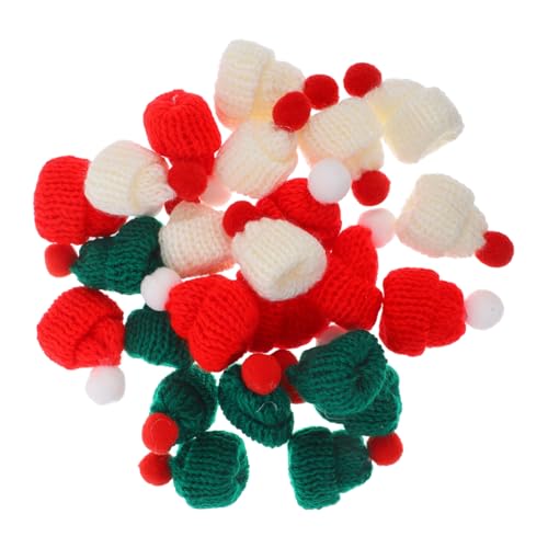 BESPORTBLE 24Stücke Mini Weihnachtsmannmützen Farbige Strickmützen für Puppen Weinflaschen Topper DIY Bastelbedarf für Weihnachtsdekoration und Festliche Anlässe von BESPORTBLE