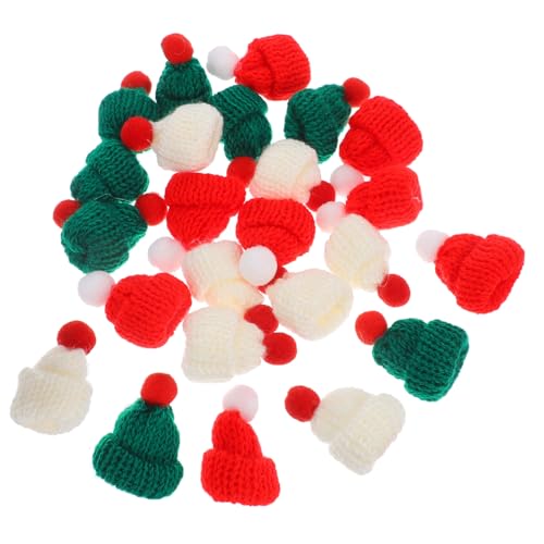 BESPORTBLE 24Stücke Mini Weihnachtsmützen aus Wollgarn Farbenfrohe Puppen Hüte für Weinflaschen Topper Deko für Weihnachten und DIY Bastelprojekte von BESPORTBLE