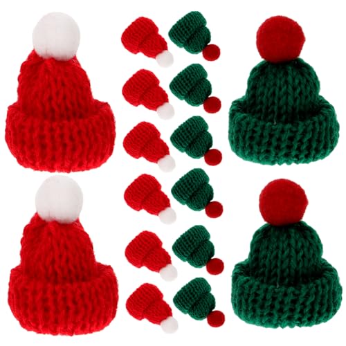 BESPORTBLE 24Stücke Weihnachtsflaschenhüllen Gestrickte Weihnachtsmützen Für Weinflaschen Dekorative Kleine Hüte Und Weihnachtsfeiern Und Festtagsdekoration von BESPORTBLE
