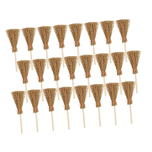 BESPORTBLE 24stücke Mini Besen Spielzeug Dekorationen Mit Rot Seil Ornamente Besen Für Zuhause Und Partys Halloween-dekorationszubehör Komplette von BESPORTBLE