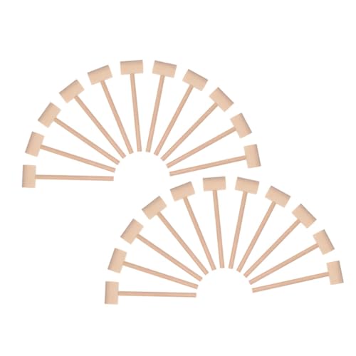 BESPORTBLE 25 Stück Teiliges Mini Holzhammer für Natürlicher Holz Mallet für Muschelspiele Pädagogisches zum Hämmern für Rollenspiele und Motorische von BESPORTBLE