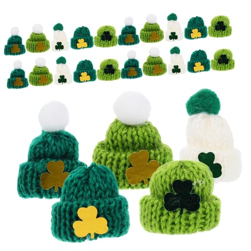 BESPORTBLE 25 Stück Teiliges Miniatur Strickmützen aus Wollgarn DIY St Patrick's Day Partydekorationen Wiederverwendbare Mini Hüte für Bastelprojekte Schmuck Handyzubehör Festliche von BESPORTBLE