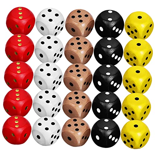 BESPORTBLE 25Stücke Farbige Holzspielwürfel Langlebige und Dekorative Würfel für Brettspiele und Partys für Erwachsene Sicheres Einfache von BESPORTBLE