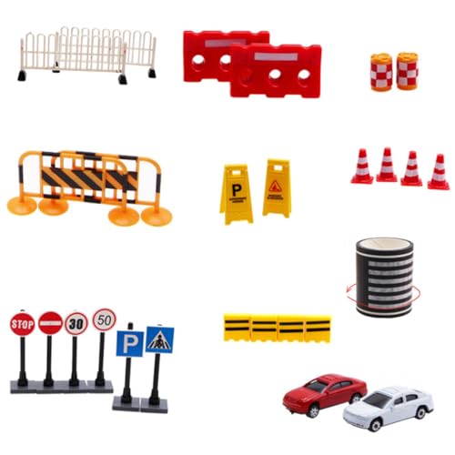 BESPORTBLE 27 Stück Miniatur Verkehrsschilder Set Teiliges Lernspielzeug für Verkehrserziehung DIY Miniatur Szenen Sandtisch Modelle und Architektur Demonstrationen von BESPORTBLE
