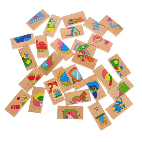 BESPORTBLE 28Stücke Domino Set Aus Holz Für Teiliges Für Vorschüler Fördert Sprachkenntnisse Und Kognitives Stabil Und Langlebig Für Kreatives Und Lernen von BESPORTBLE