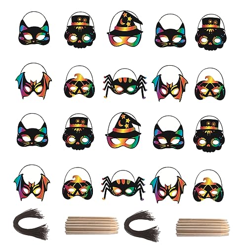 BESPORTBLE 28Stücke Teiliges Halloween Kratzbilder Masken DIY Handwerkszubehör für Kreative für Halloween Partys Geburtstagsfeiern und Kostümpartys Fördert Fantasie BESPORTBLE 28Stücke Teiliges Halloween Kratzbilder Masken DIY Handwerkszubehör für Kreative für Halloween Partys Geburtstagsfeiern und Kostümpartys Fördert Fantasie von BESPORTBLE