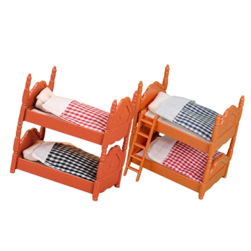BESPORTBLE 2Sätze Etagenbett Modell Puppenhaus Möbel Für Schlafzimmer House Puppenbett Mit Zubehör Für Kreative Spielwelten von BESPORTBLE