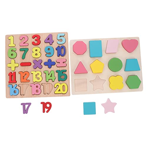BESPORTBLE 2Sätze Holznummern Puzzle Für Frühe Entwicklung Formenpuzzle Für Kleinkinder Kognitiven Fähigkeiten Und Motorik von BESPORTBLE