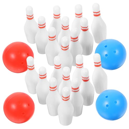 BESPORTBLE 2Sätze Mini Bowling Aus Harz Mit Roten Blauen Bällen Pins Dekoration Für Mini Häuser Für Kreatives Gartenspielzeug Langlebig von BESPORTBLE