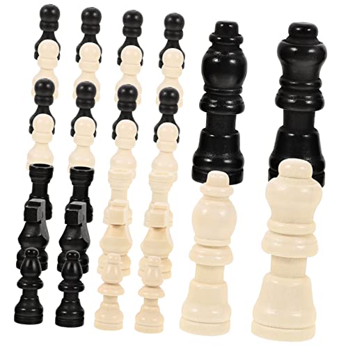 BESPORTBLE 2Sätze Mini Holz Schachspiel Mit Schachfiguren Große Internationale Schachstücke Brettspiel Zubehör Für Schachliebhaber von BESPORTBLE