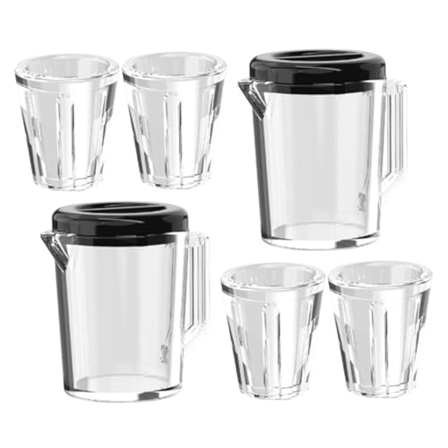 BESPORTBLE 2Sätze Puppenhaus Zubehör Wasserkrug Und Tassen Für Puppenhausmöbel Transparente Wasserkanne Und Becher Esszubehör Für Spielküche von BESPORTBLE