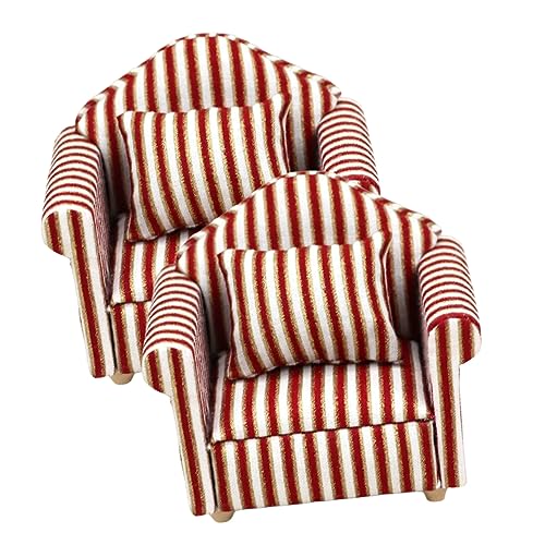 BESPORTBLE 2Sätze Sofa Modell Im Streifen Design Für Kreative Hausgestaltung Für Puppen Und Enthusiasten von BESPORTBLE