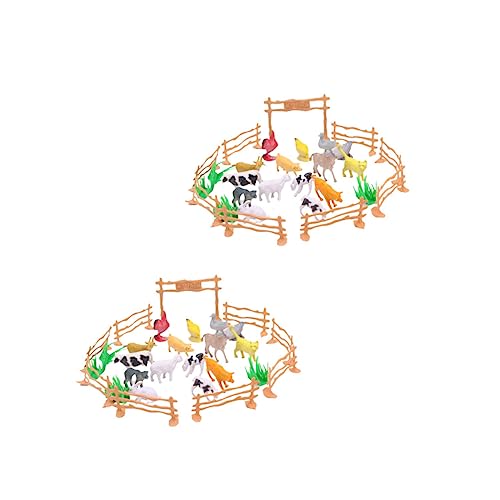 BESPORTBLE 2Sätze Teiliges Tiermodellset Für Lustiges Lernspielzeug Mit Bauernhoftieren Und Zaun Für Kreatives Und Tiererkennung Jungen von BESPORTBLE