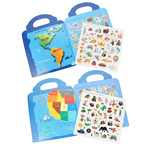BESPORTBLE 2Sätze Wiederverwendbare Aufkleberbücher Für Szenen Stickerbuch Karten Kreative DIY Aufkleber Für Kleinkinder Ab Jahren Fördert Konzentration Und Spaß von BESPORTBLE