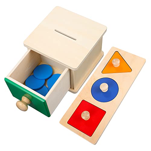 BESPORTBLE 2Satz Holzspielzeug für Kleinkinder Montessori Münzbox mit Geometrischen Rätseln Fördert Farberkennung und Kognitive Fähigkeiten Sicheres und Langlebiges Lernspielzeug für Junge von BESPORTBLE