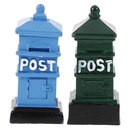 BESPORTBLE 2Stücke Briefkasten Skulpturen Im Retro Design Farbenfrohe Tischornamente Für Puppenhäuser Für Mikrolandschaften Und Kreative Dekorationen von BESPORTBLE