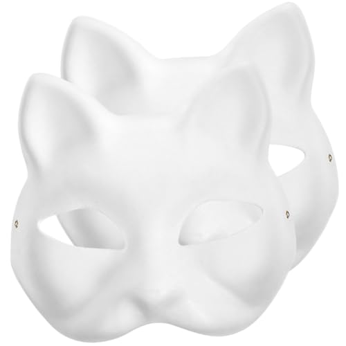 BESPORTBLE 2Stücke DIY Katzenmaske Weiße Papiermaske Zum Handbemalen Leere Maske Für Partymaske Kreatives Bastelset Für Karneval Und Maskerade Unbemalte Tiermaske von BESPORTBLE