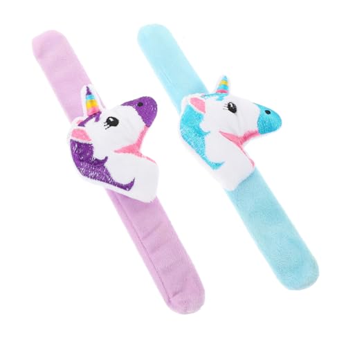 BESPORTBLE 2Stücke Einhorn Slap Armbänder für Weiche Plüscharmbänder Cartoon Design für Geburtstagsfeiern Kreative Mitgebsel und Partyspielzeug und Sicher und Langlebig von BESPORTBLE