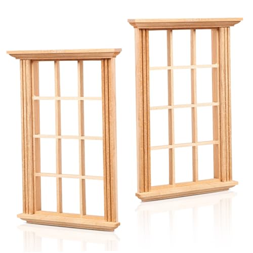 BESPORTBLE 2Stücke Fensterrahmen Puppenhaus Modell Mit Gitterfenstern Für Puppenhaus Dekoration Und Handwerk von BESPORTBLE