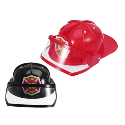 BESPORTBLE 2Stücke Feuerwehrhelm Cosplay Hut Für Jungen Und Rotes Und Schwarzes Feuerwehrmann Kostüm Zubehör Partygeschenke Für Kleine Feuerwehrfans von BESPORTBLE