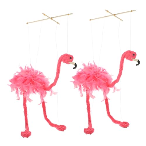 BESPORTBLE 2Stücke Flamingo Marionette Pull String Puppen Flauschige Tiermarionetten Für Puppentheater Interaktive Spielzeuge Für Geburtstage Und Feiertage von BESPORTBLE