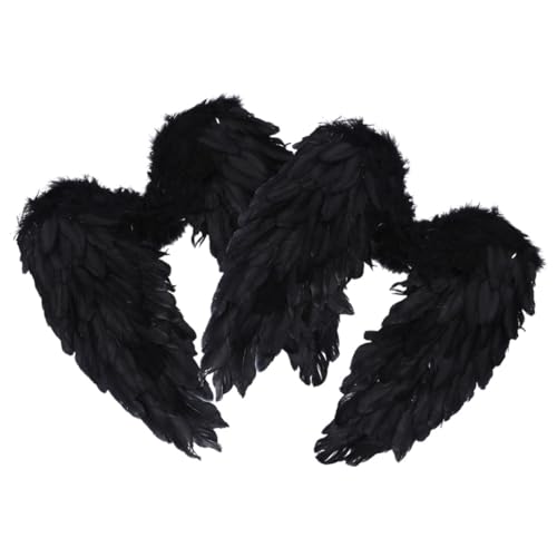 BESPORTBLE 2Stücke Große Kostüm Flügel für Frauen Schwarze Federflügel Prop für Cosplay Karneval und Weihnachten Leicht und Foto Requisite von BESPORTBLE