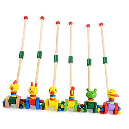 BESPORTBLE 2stücke Holz Lauflernwagen Mit Abnehmbaren Spielzeugen Kinderwagen Für Junge Mädchen Ente Und Huhn Fördert Und Farbverständnis von BESPORTBLE