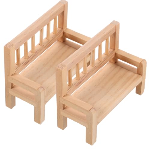 BESPORTBLE 2Stücke Holzbank Für Puppenhaus Mini Hausbank Möbel Modell Puppenzubehör Für Kreative Dekoration Für Mini Garten Und Puppenmöbel von BESPORTBLE