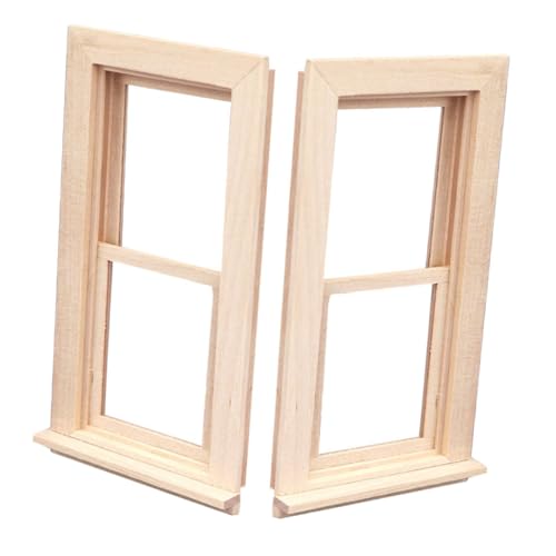 BESPORTBLE 2Stücke Holzfensterrahmen Für Puppenhaus DIY Mini Fensterrahmen Für Holzpuppenhaus Und Modellbau Für Bastelprojekte Und Dekoration von BESPORTBLE