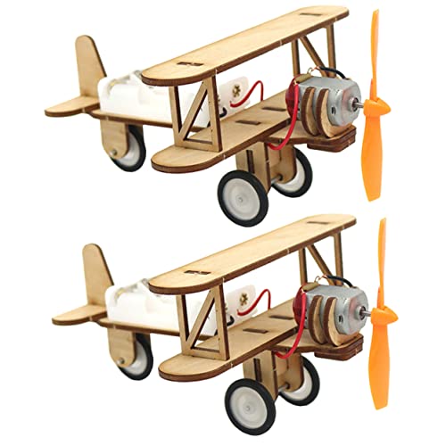 BESPORTBLE 2Stücke Holzflugzeug Bausatz Für DIY Modellspielzeug Für Kreative Konstruktionen Wissenschaftliches Baukompetenzen Farbe Der Zubehörteile Zufällig von BESPORTBLE