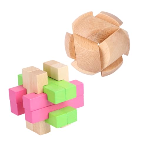 BESPORTBLE 2Stücke Holzspielzeug Bausteine Ming Lock Intellektuelles Puzzle Für Fördert Konzentration Und Geschicklichkeit Für Eltern Interaktion Und Logisches von BESPORTBLE