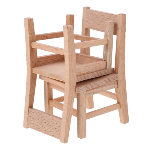 BESPORTBLE 2Stücke Holzstuhl Modelle Für Puppenhaus Hausdekoration Puppenhaus Möbel Garten Ministuhl Naturfarbe Puppenhaus Zubehör von BESPORTBLE