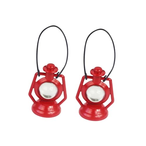 BESPORTBLE 2Stücke Kerosinlampe Realistische Miniaturkerosinlampe Für Puppenhausbedarf Und Fotografie Requisiten Rot von BESPORTBLE