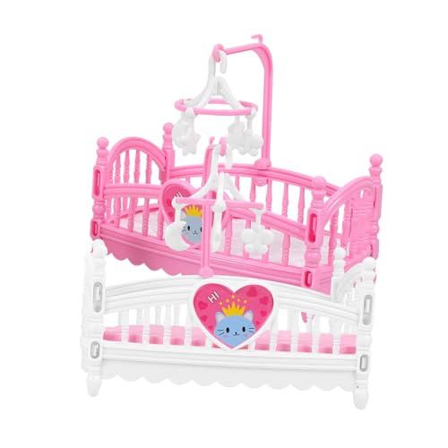 BESPORTBLE 2Stücke Krippenmodell Mini Möbelset für Puppenhaus Kleines Kinderbett und DIY Schlafzimmer Szene Dekoration für Puppenhaus Zubehör von BESPORTBLE