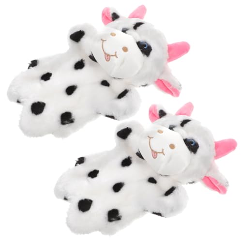 BESPORTBLE 2Stücke Kuh Handpuppe Weiches Plüschspielzeug Für Interaktive Tierhandpuppen Für Früherziehung Und Familienspaß Farmtier Marionette Lernen von BESPORTBLE