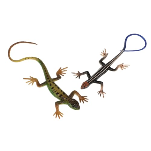 BESPORTBLE 2Stücke Kunststoff Eidechsen Tiermodelle Skink Ornament Scherzspielzeug Für Grün Blau Realistische Simulation Tiermodelle Als Lustige Für Kleine von BESPORTBLE