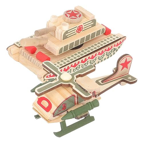 BESPORTBLE 2Stücke Militärhubschrauber Und Panzer Holzspielzeug Für Partys Für Kreative Rollenspiele Langlebig Und Sicher von BESPORTBLE