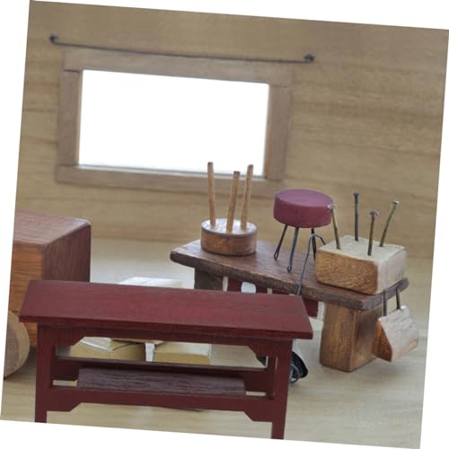 BESPORTBLE 2Stücke Mini Haus Möbel Teiliges Mini Schreibtisch Zubehör für Hochwertigem Holz Kreative Dekoration für Puppenhaus Geeignet für Schlafzimmer und Wohnzimmer von BESPORTBLE