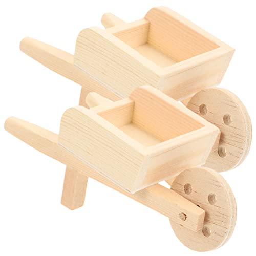 BESPORTBLE 2Stücke Mini Holzschubkarren Für Puppenhaus Gartenmöbel Dekoration Radkarren Für Kreative Spielwelten Und Mikrolandschaften von BESPORTBLE