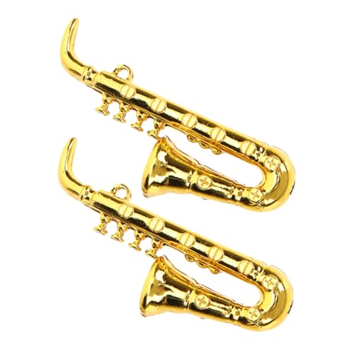 BESPORTBLE 2Stücke Miniatur Saxophon für Puppenhaus Dekoratives Instrumentenmodell Verarbeitung für Kreative Szenen und Dekoration von BESPORTBLE