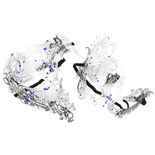 BESPORTBLE 2Stücke Multifunktionale Maskerade Maske für Halloween Partys Halbmaske mit Blauen Strasssteinen Karneval Cosplay von BESPORTBLE