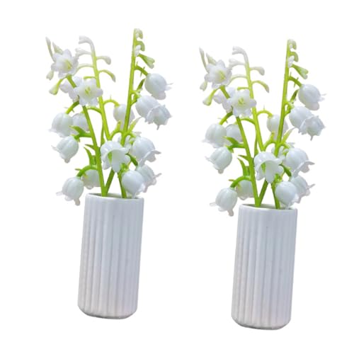 BESPORTBLE 2Stücke Pflanzen Töpfe Mit Glockenblumen Für Mikro Landschaftsbau Dekoration Im Puppenhaus Bonsai Form Garten Zubehör Für Kreative Deko Projekte von BESPORTBLE
