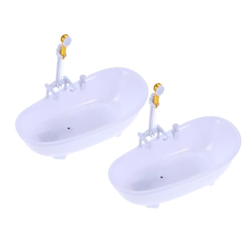 BESPORTBLE 2Stücke Puppenbadewanne Mit Sprühgerät Weiß Puppenduschbecken Für Fantasievolles Ohne Batterie Puppenspielzeug von BESPORTBLE