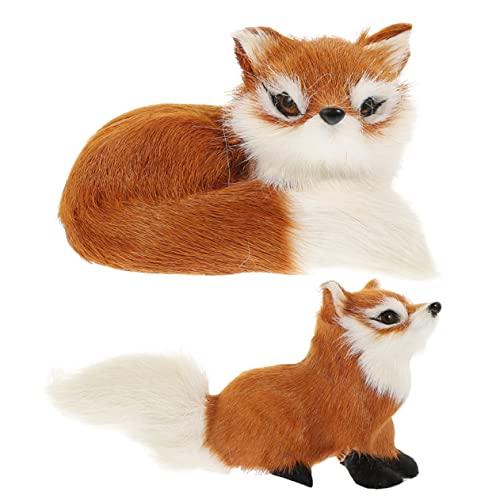 BESPORTBLE 2Stücke Realistische Modelle Pelz Tierverzierungen Für Zuhause Und Garten Dekoration Cartoon Tierfiguren Für Sammler von BESPORTBLE