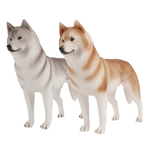 BESPORTBLE 2Stücke Simuliertes Husky Hundemodell Dekoration Realistische Hundeornamente Für Zuhause Schreibtisch Und Sammlerstücke von BESPORTBLE