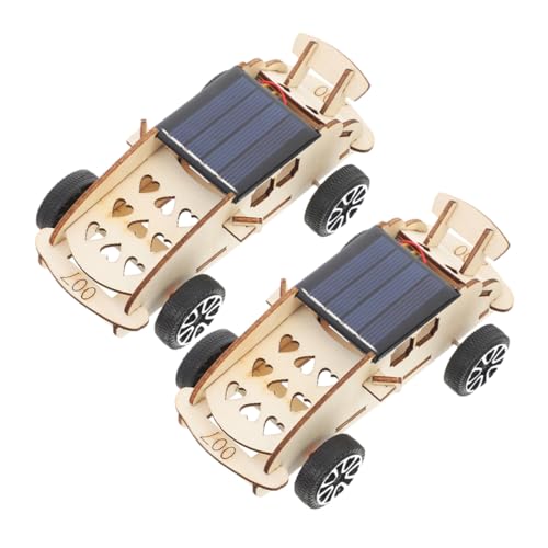 BESPORTBLE 2Stücke Solarbetriebene Auto Elektromotor Bausätze Für DIY Wissenschaftsprojekte Fahrzeugpuzzle Aus Holz Pädagogische Experimente Roboterauto Für Kleine Technikfans von BESPORTBLE