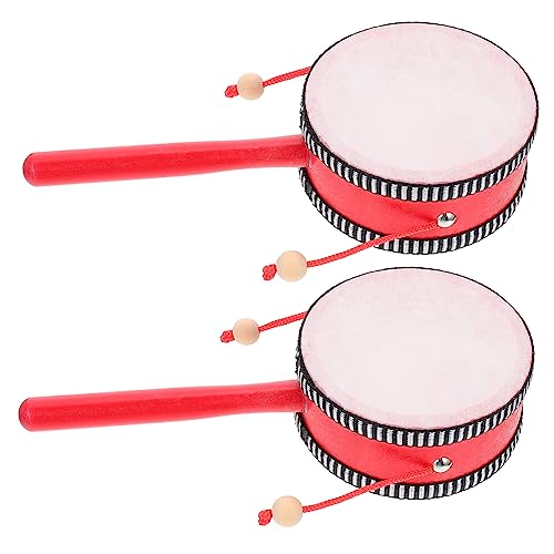 BESPORTBLE 2Stücke Vintage Drum Traditionelles Trommelförmiges Schüttel Und Trommelspielzeug Für Frühe Bildung Trommel Für Kleinkinder von BESPORTBLE
