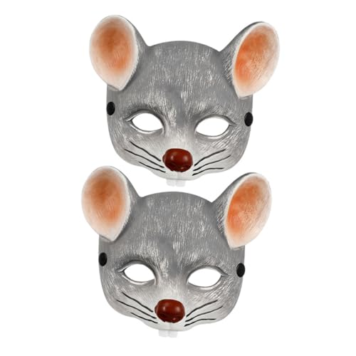 BESPORTBLE 2pcs Graue Rattenmaske Narbe Mauskopf Animal Halbe Gesichtsmaske Halloween Dress Up Für Halloween Cosplay Party Requisiten von BESPORTBLE