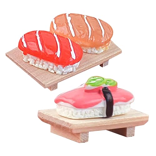 BESPORTBLE 2st Puppenhaus-simulations-holzteller-Ornamente-Sushi-DIY-Set Künstliches Sushi-Spielzeug Falsches Essen Fake-Food-Modell Künstliches Sushi-Sashimi-Modell Schreibtisch Lebensmittel von BESPORTBLE