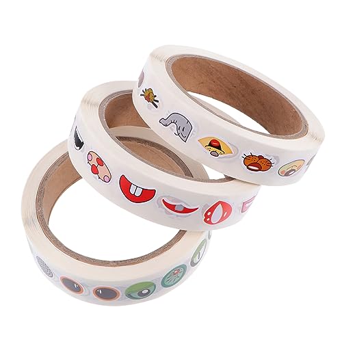 BESPORTBLE 3 Rollen DIY Cartoon Augen Nasen Mund Aufkleber Selbstklebend Kreative Sticker für Basteln Hand Auge Koordination Vielseitig Verwendbar von BESPORTBLE